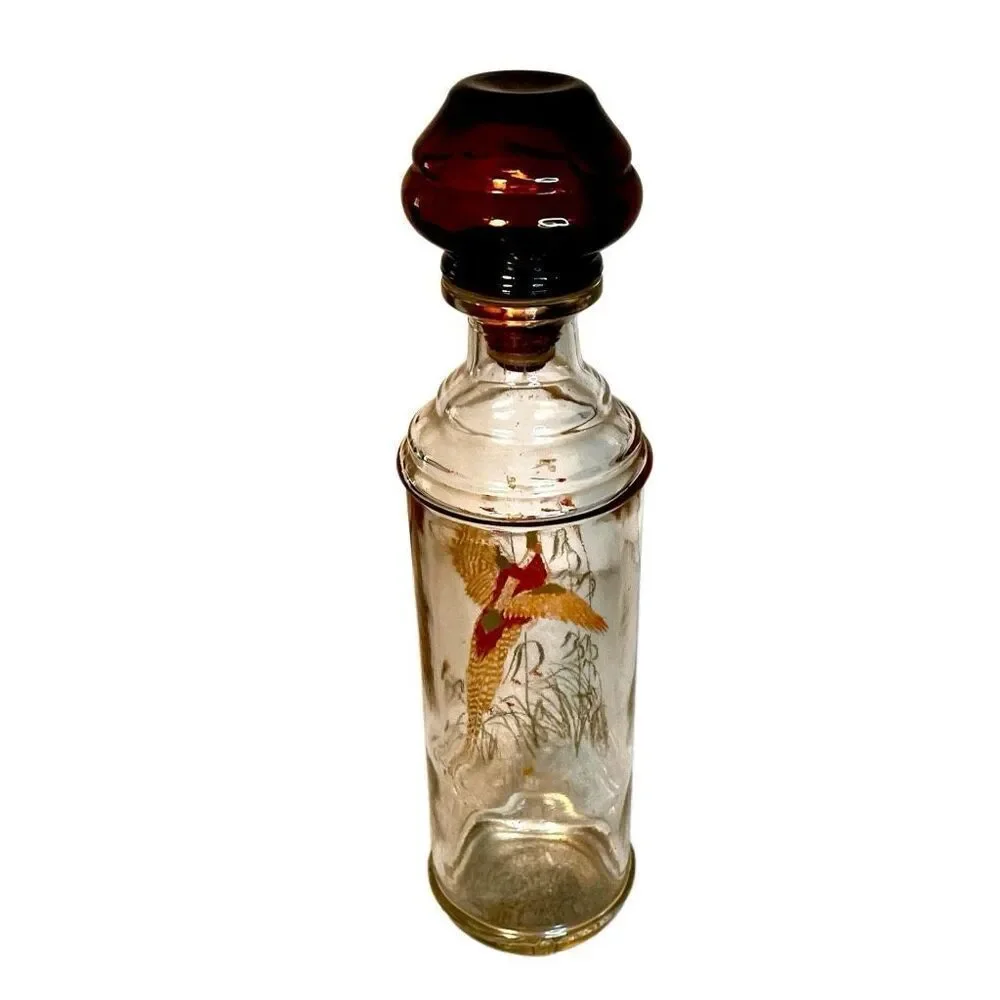Vintage Old Fitzgerald Prime Wildlife Decanter Featuring A Pheasant Design